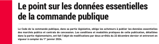 Les données essentielles de la commande publique - revue Contrats Publics, avril 2023 - V. Drain & G. Barthélémy